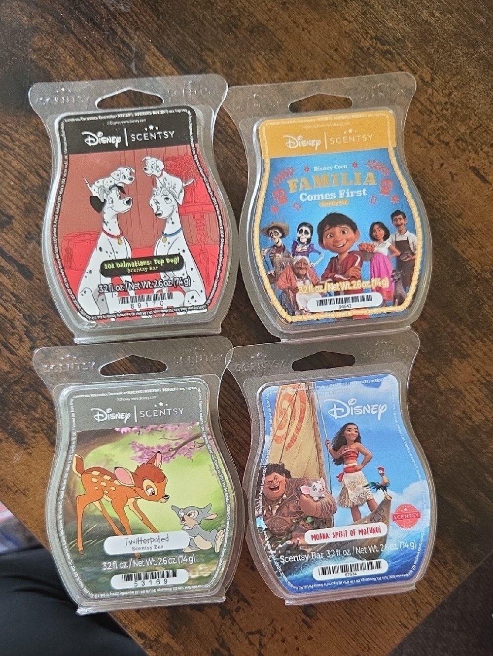 Scentsy Disney Movie Character Wax Melt Bars - Set of 4